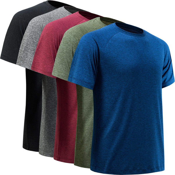 Hlanvr Workout Shirts for Men, Moisture Wicking Quick Dry Active Athletic Men's Gym Performance T Shirts