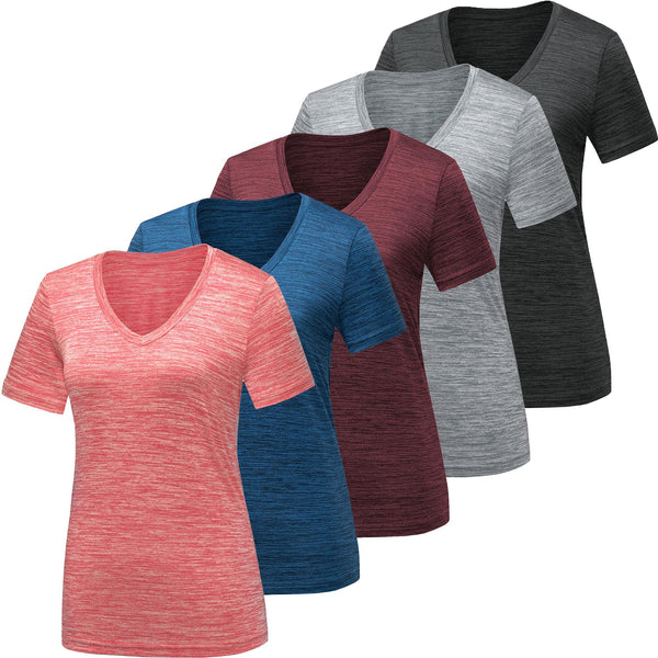 Hlanvr  Workout Shirts for Women, Moisture Wicking Quick Dry Active Athletic Women's Gym Performance T Shirts